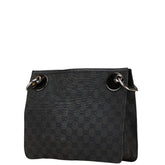 グッチ GGキャンバス ショルダーバッグ 120841 ブラック キャンバス レザー レディース GUCCI 【中古】